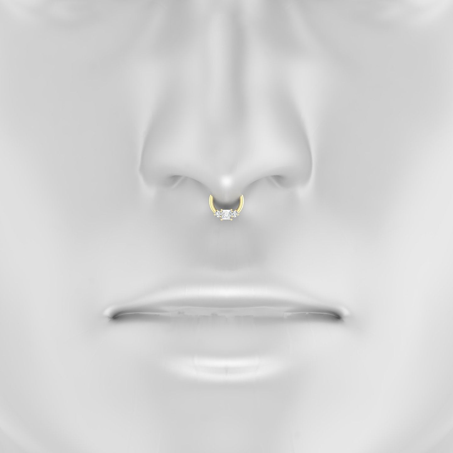 Grace | 18k Yellow Gold 6.5 mm Trilogy Princess Diamond Septum Piercing