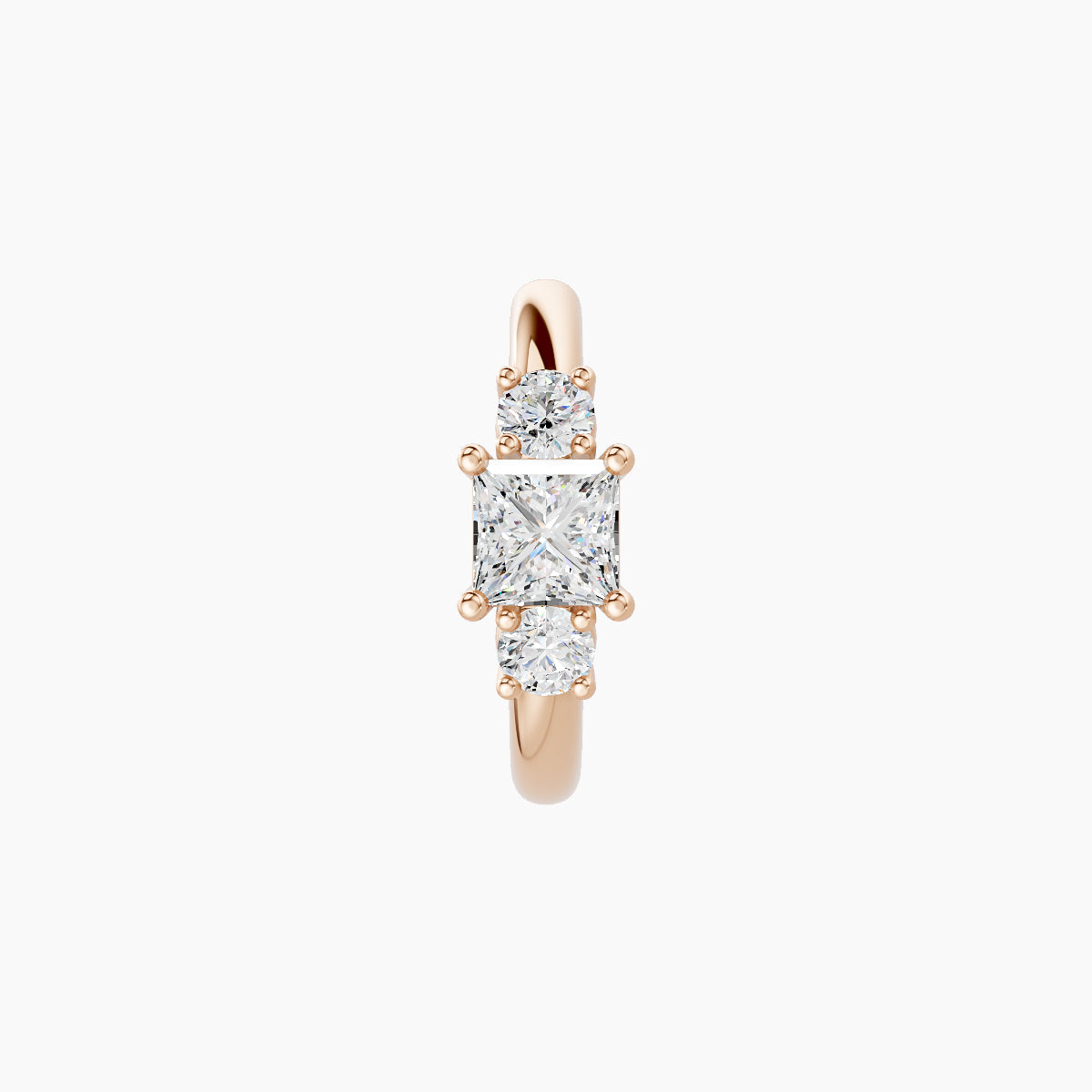 Grace | 18k Rose Gold 8 mm Trilogy Princess Diamond Hoop Piercing