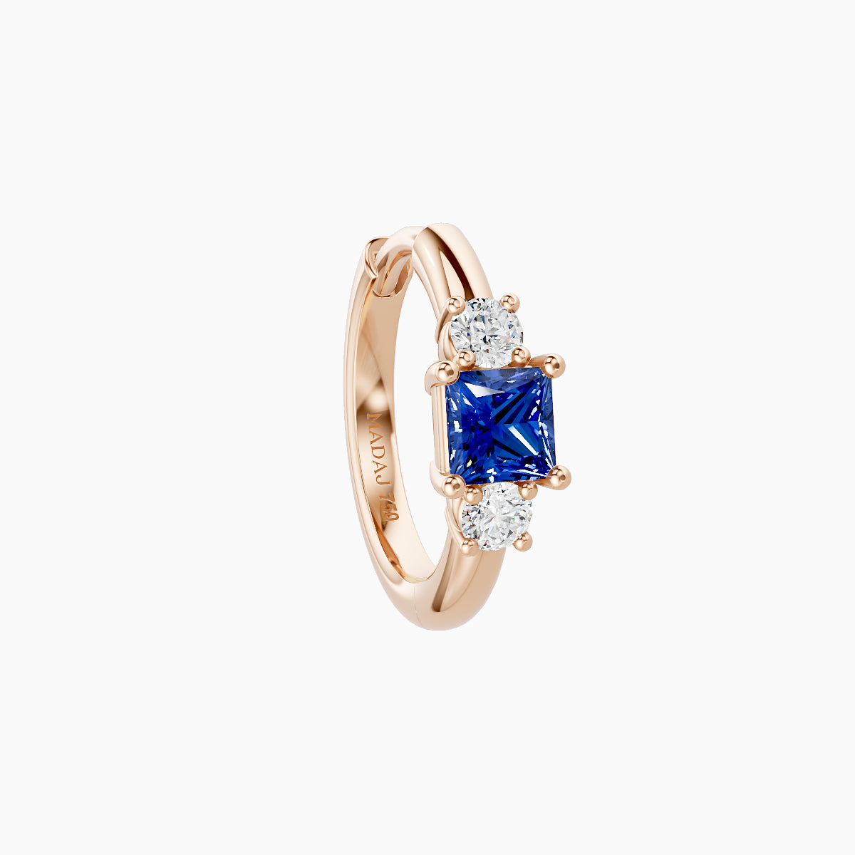 Grace | 18k Rose Gold 8 mm Trilogy Princess Sapphire & Diamond Hoop Piercing