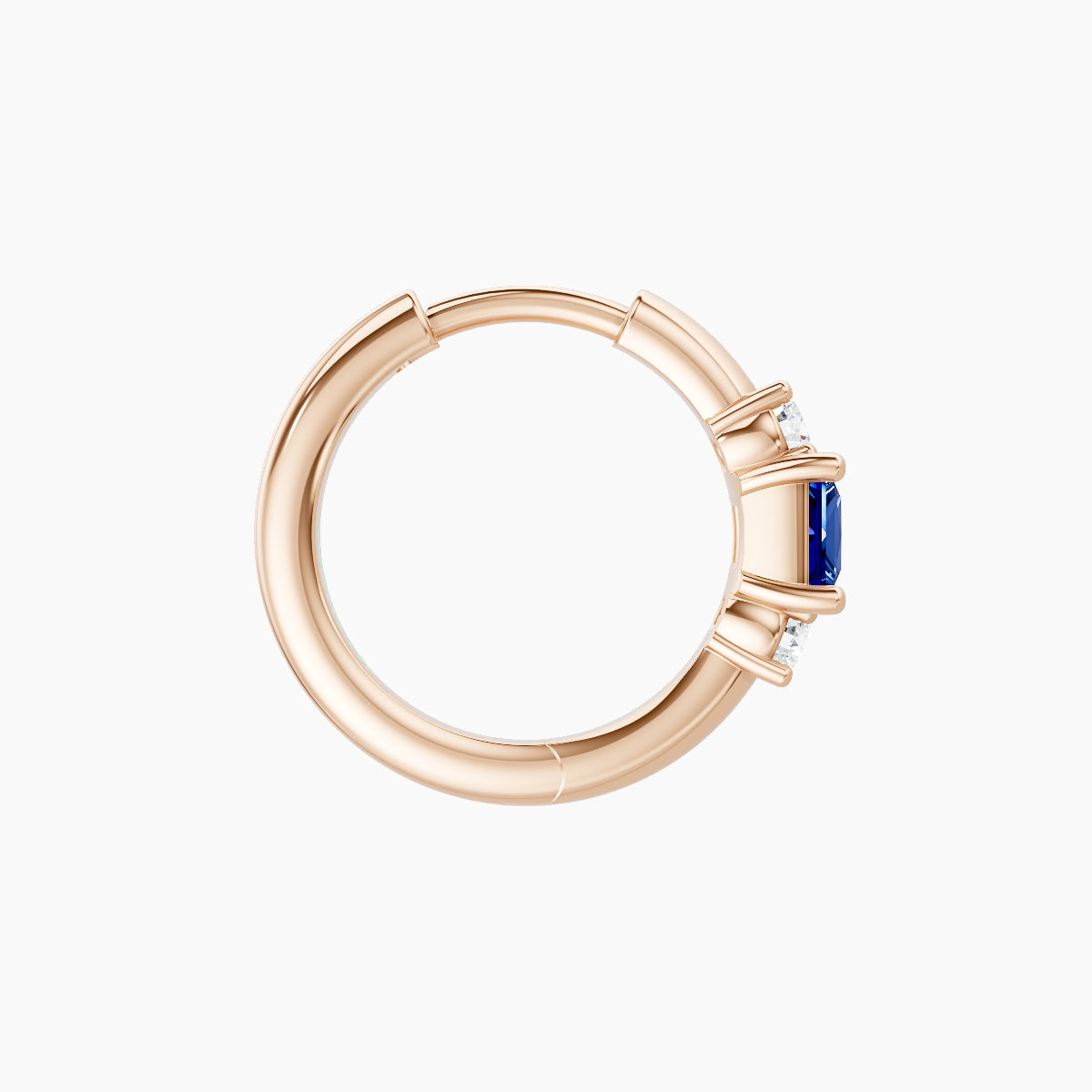 Grace | 18k Rose Gold 8 mm Trilogy Princess Sapphire & Diamond Hoop Piercing