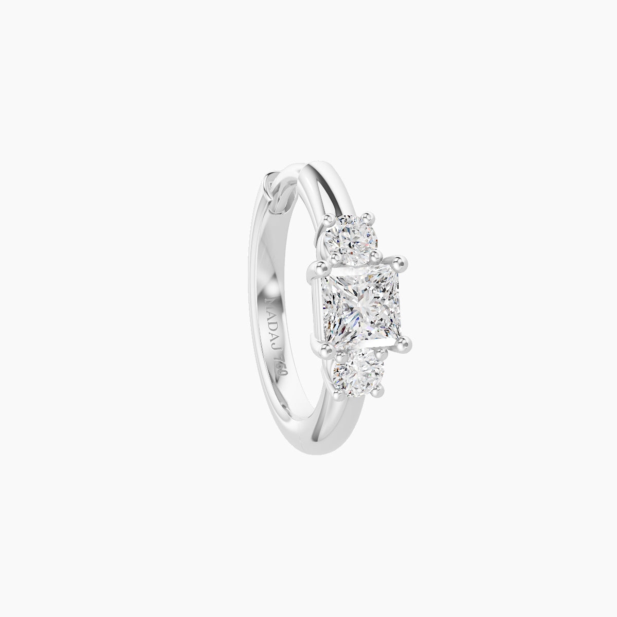 Grace | 18k White Gold 8 mm Trilogy Princess Diamond Hoop Piercing