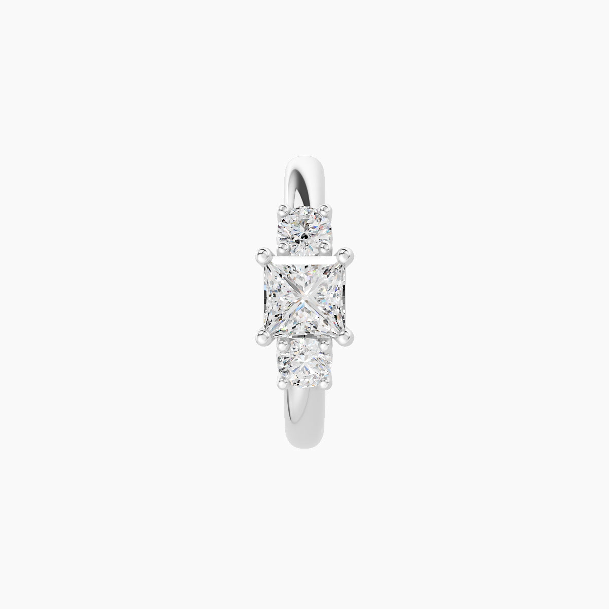 Grace | 18k White Gold 8 mm Trilogy Princess Diamond Hoop Piercing