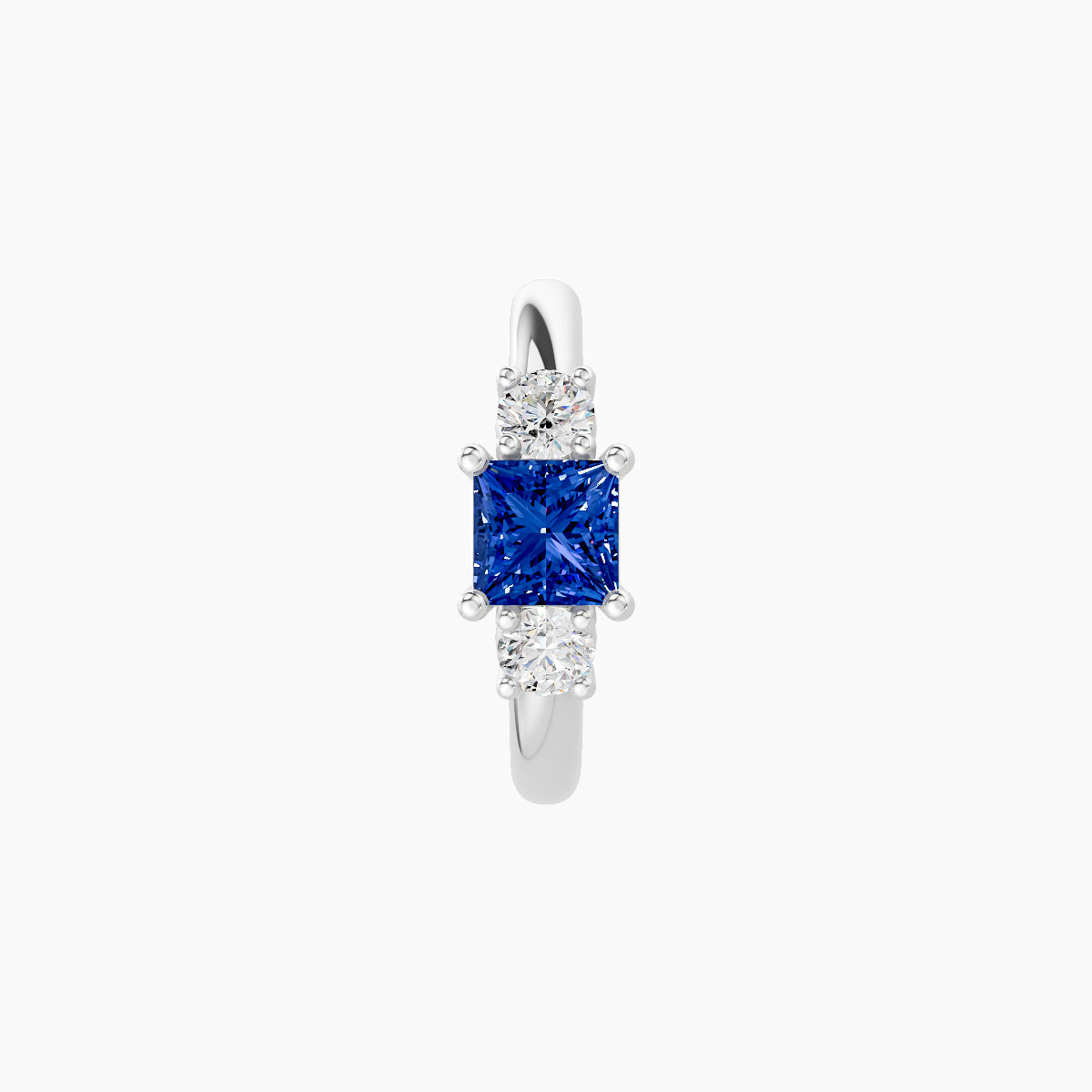 Grace | 18k White Gold 8 mm Trilogy Princess Sapphire & Diamond Hoop Piercing