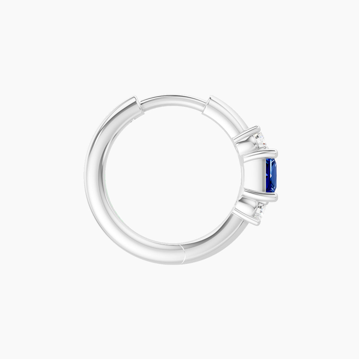 Grace | 18k White Gold 8 mm Trilogy Princess Sapphire & Diamond Hoop Piercing