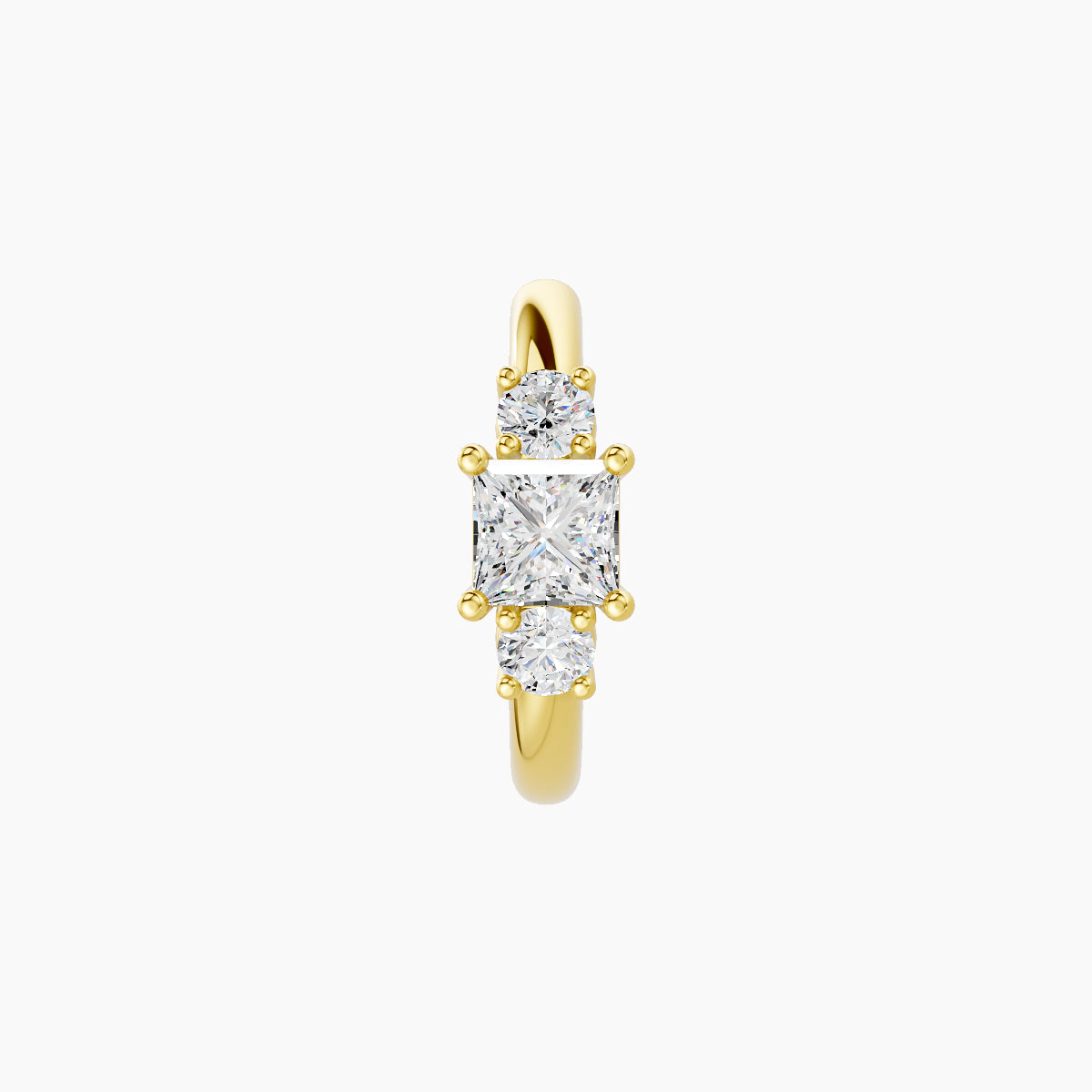 Grace | 18k Yellow Gold 8 mm Trilogy Princess Diamond Hoop Piercing