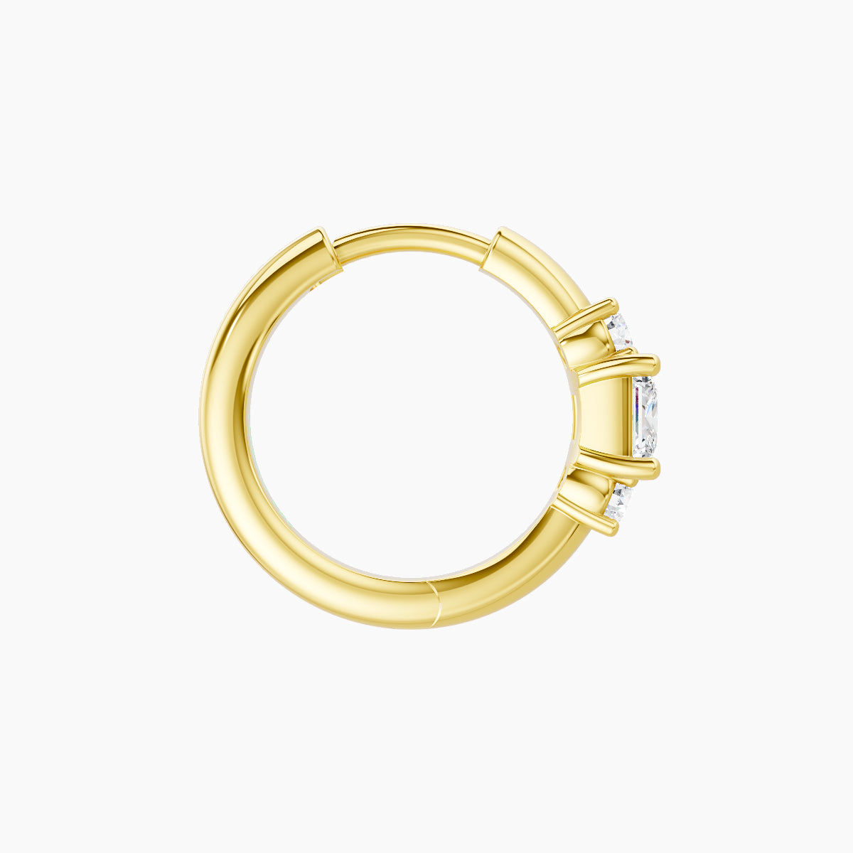 Grace | 18k Yellow Gold 8 mm Trilogy Princess Diamond Hoop Piercing