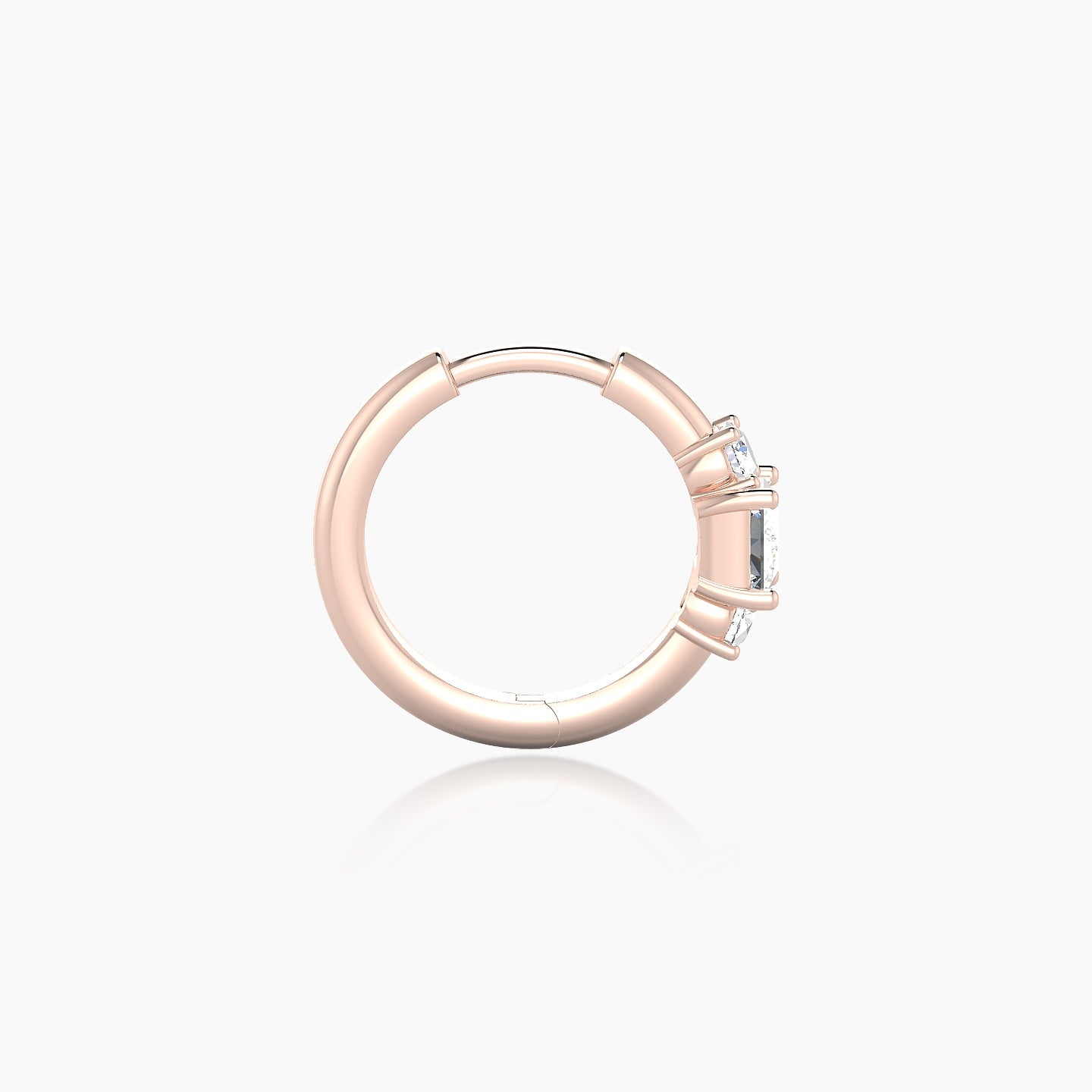 Grace | 18k Rose Gold 8 mm Trilogy Princess Diamond Hoop Piercing