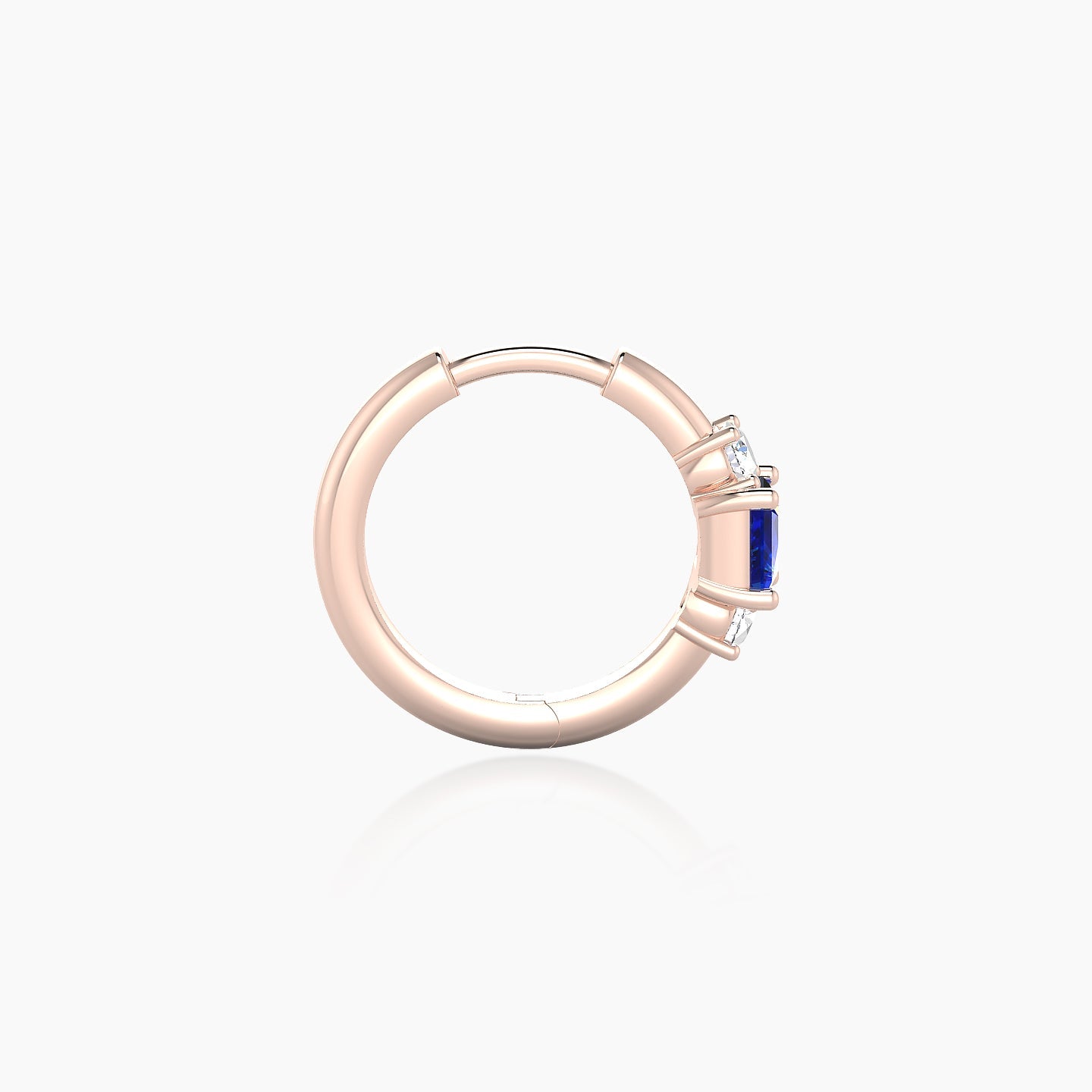 Grace | 18k Rose Gold 8 mm Trilogy Princess Sapphire & Diamond Hoop Piercing