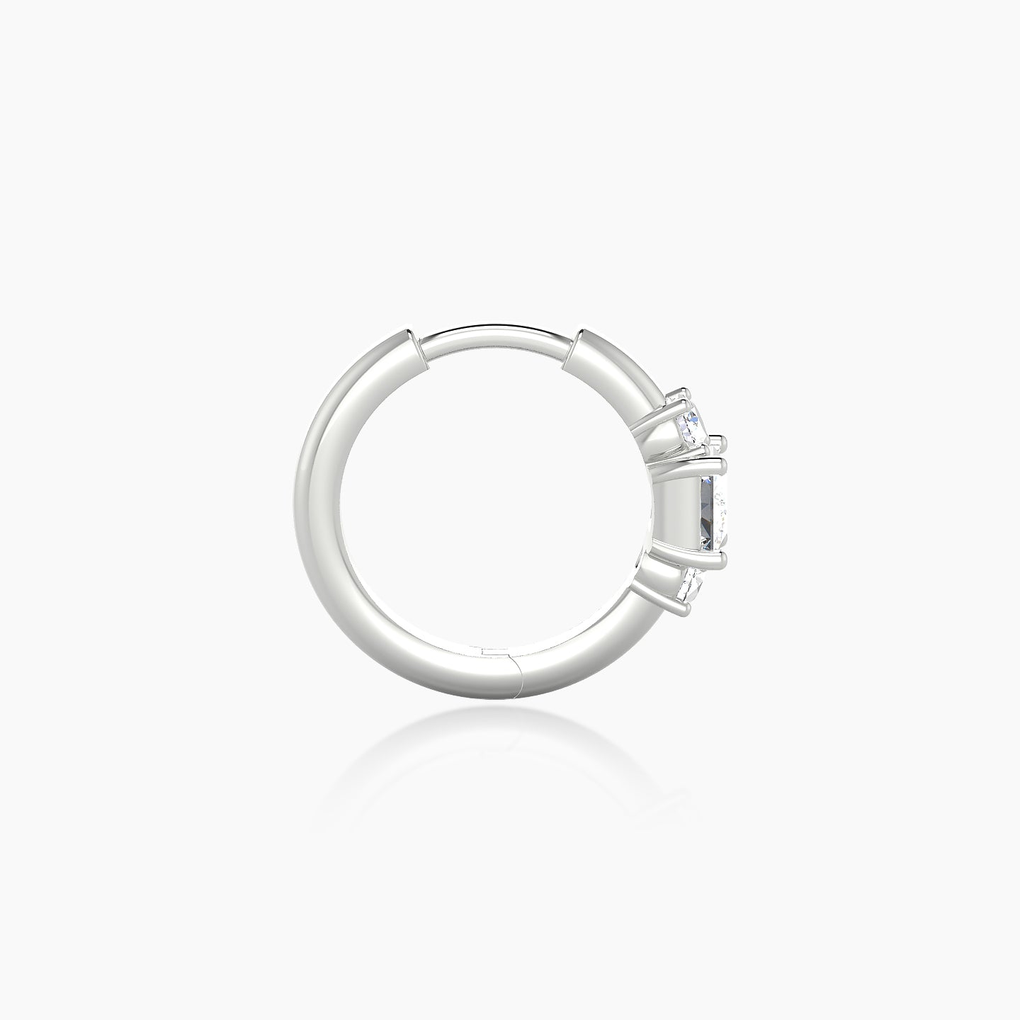 Grace | 18k White Gold 8 mm Trilogy Princess Diamond Hoop Piercing