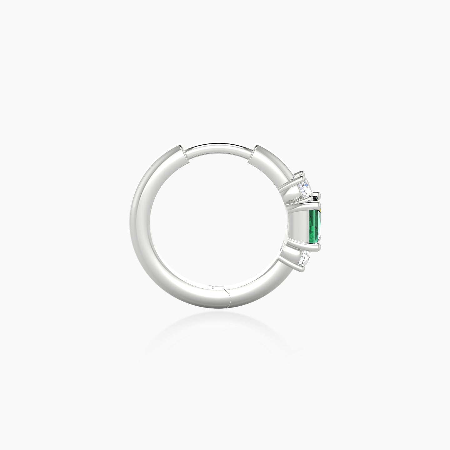 Grace | 18k White Gold 8 mm Trilogy Princess Emerald & Diamond Hoop Piercing