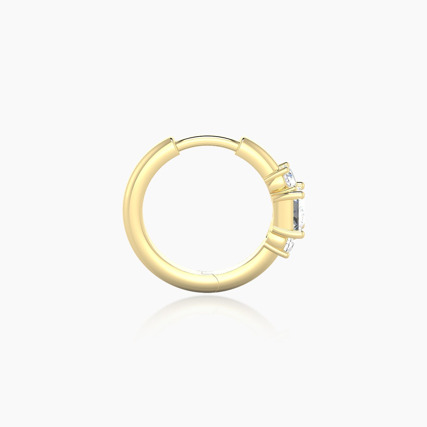 Grace | 18k Yellow Gold 8 mm Trilogy Princess Diamond Hoop Piercing