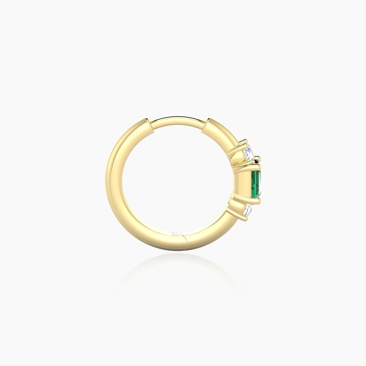 Grace | 18k Yellow Gold 8 mm Trilogy Princess Emerald & Diamond Hoop Piercing