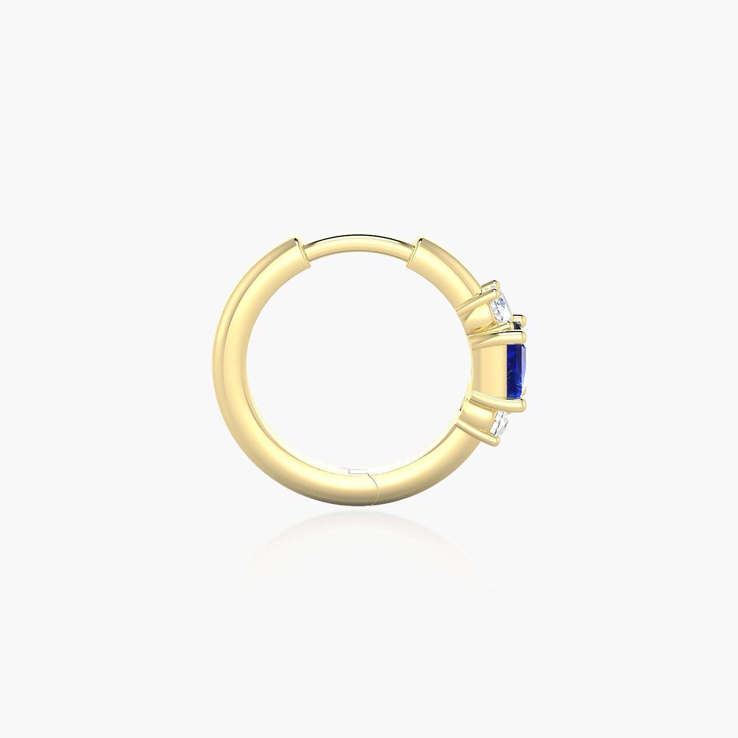 Grace | 18k Yellow Gold 8 mm Trilogy Princess Sapphire & Diamond Hoop Piercing