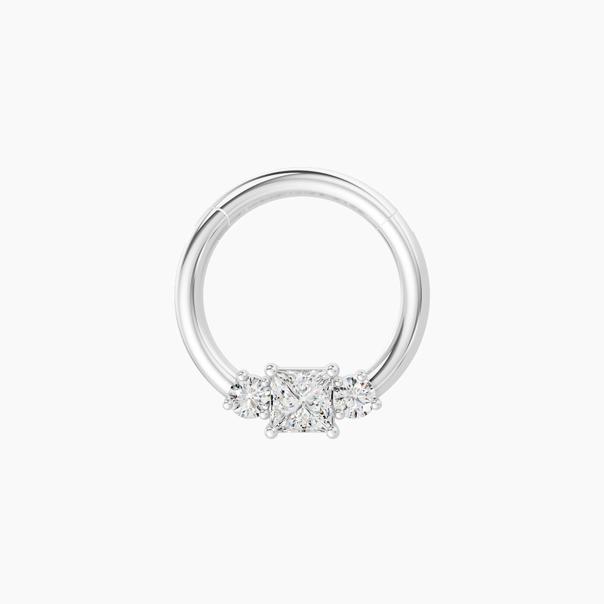 Grace | 18k White Gold 8 mm Trilogy Princess Diamond Septum Piercing