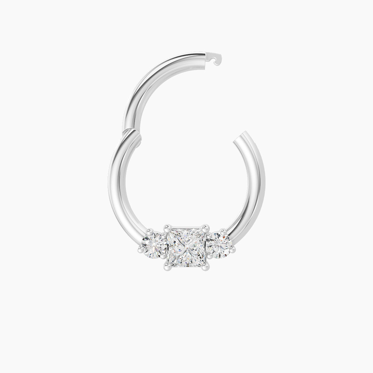 Grace | 18k White Gold 8 mm Trilogy Princess Diamond Septum Piercing
