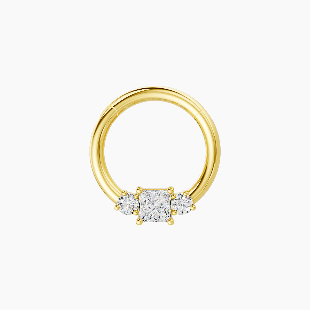 Grace | 18k Yellow Gold 8 mm Trilogy Princess Diamond Septum Piercing