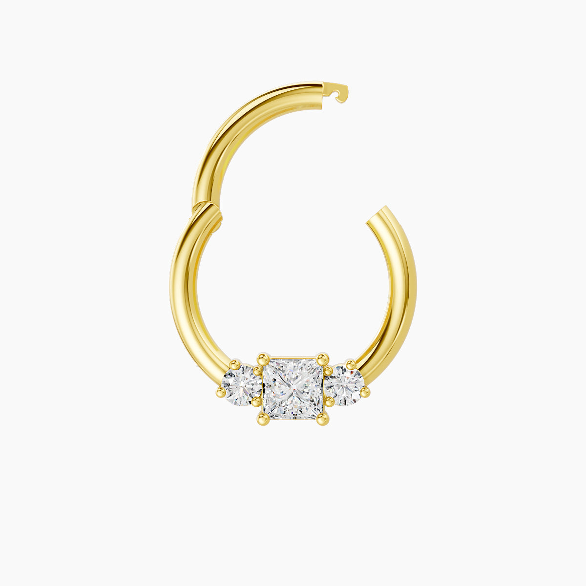 Grace | 18k Yellow Gold 8 mm Trilogy Princess Diamond Septum Piercing