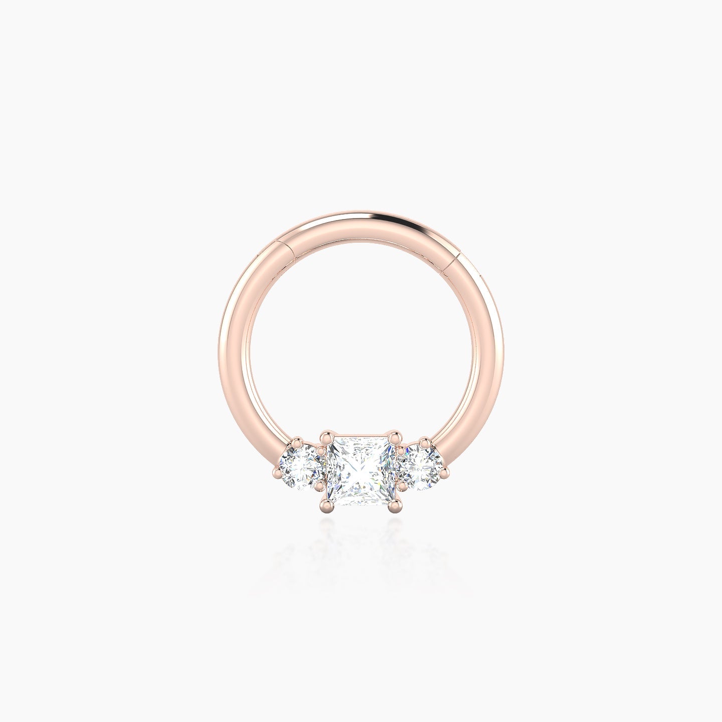 Grace | 18k Rose Gold 8 mm Trilogy Princess Diamond Septum Piercing