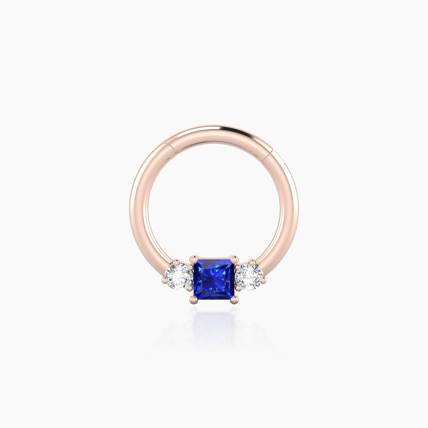 Grace | 18k Rose Gold 8 mm Trilogy Princess Sapphire & Diamond Septum Piercing