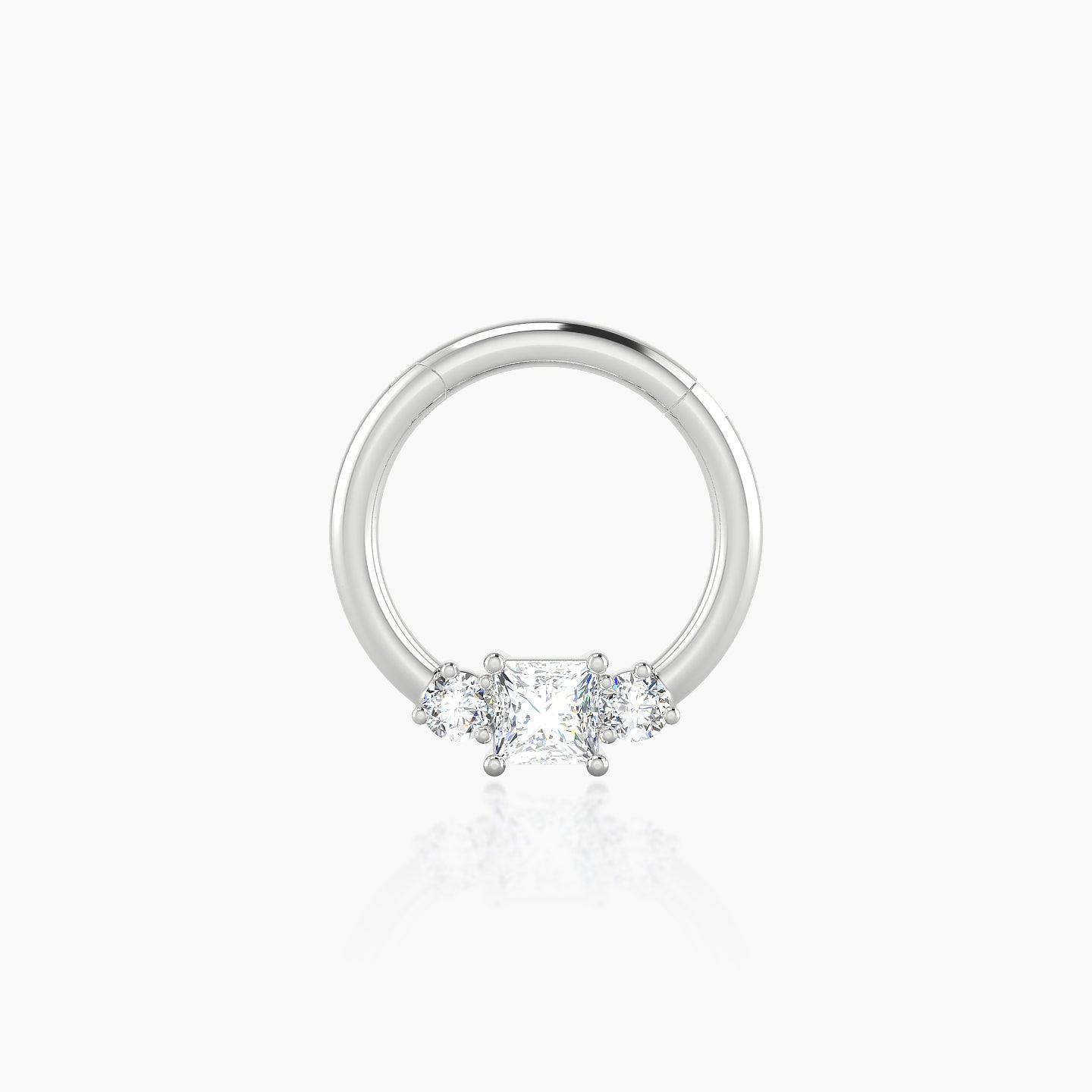 Grace | 18k White Gold 8 mm Trilogy Princess Diamond Septum Piercing