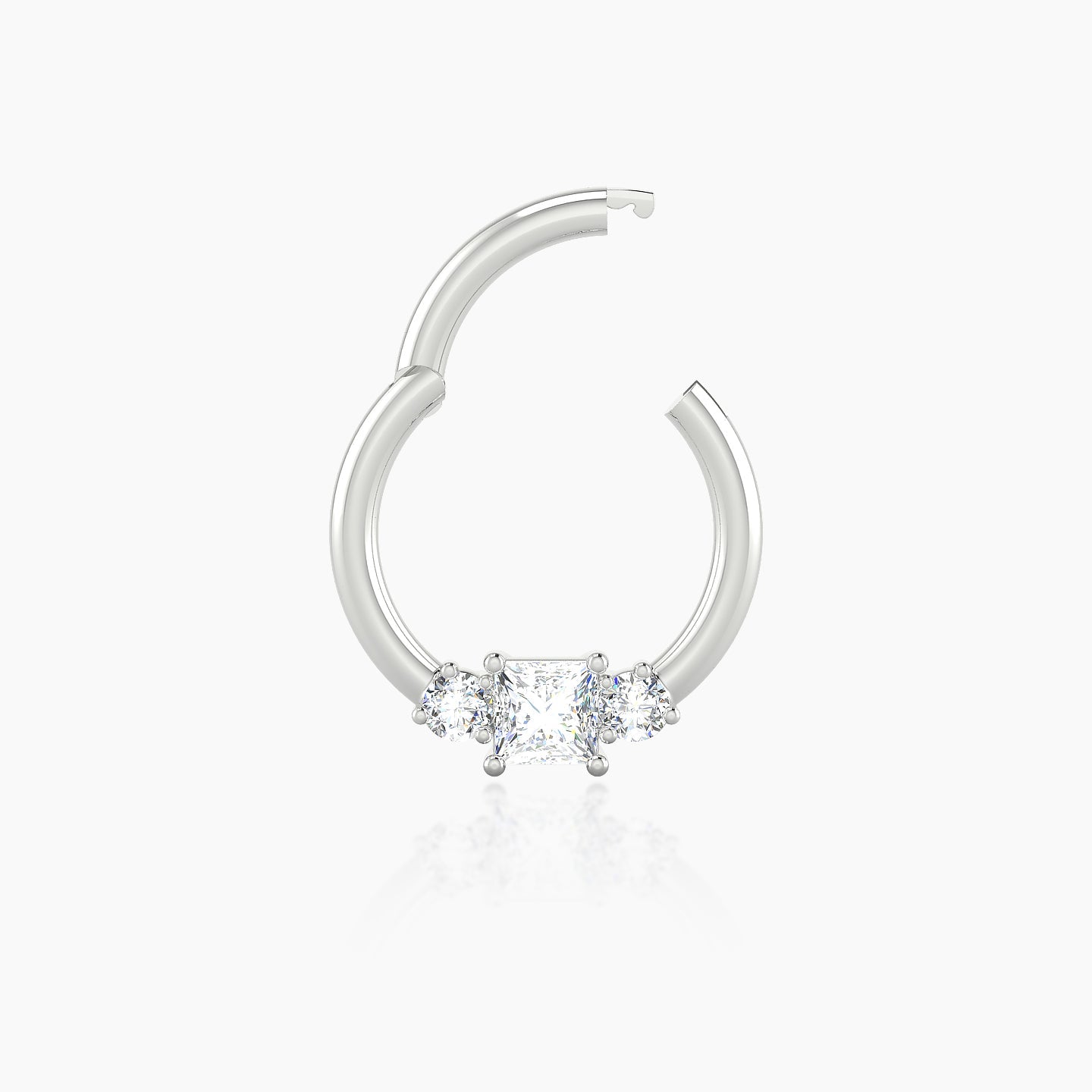 Grace | 18k White Gold 8 mm Trilogy Princess Diamond Septum Piercing