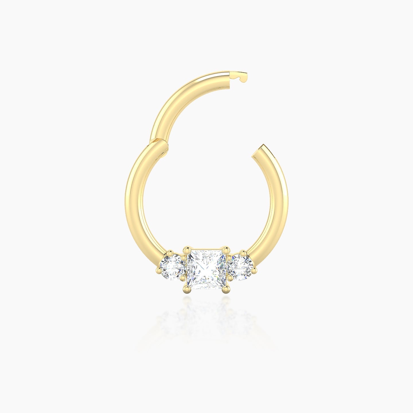 Grace | 18k Yellow Gold 8 mm Trilogy Princess Diamond Septum Piercing