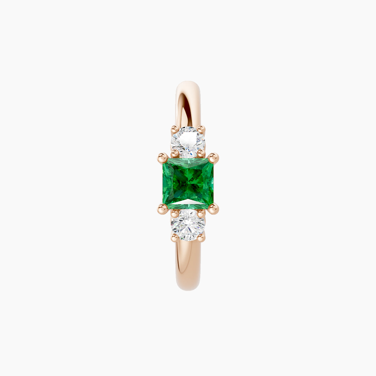 Grace | 18k Rose Gold 9.5 mm Trilogy Princess Emerald & Diamond Hoop Piercing