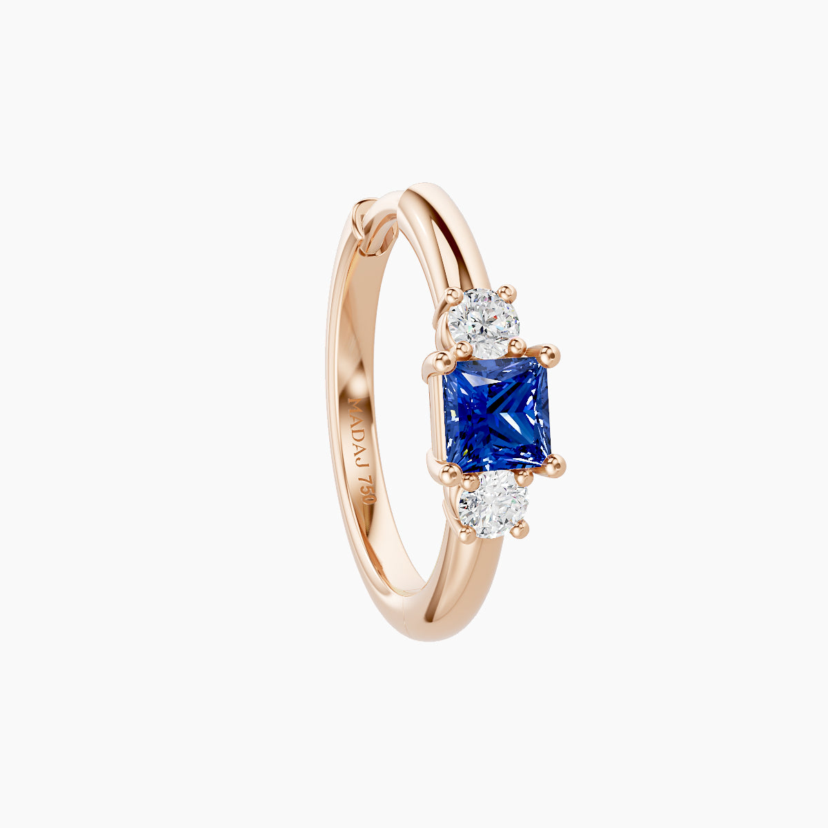 Grace | 18k Rose Gold 9.5 mm Trilogy Princess Sapphire & Diamond Hoop Piercing