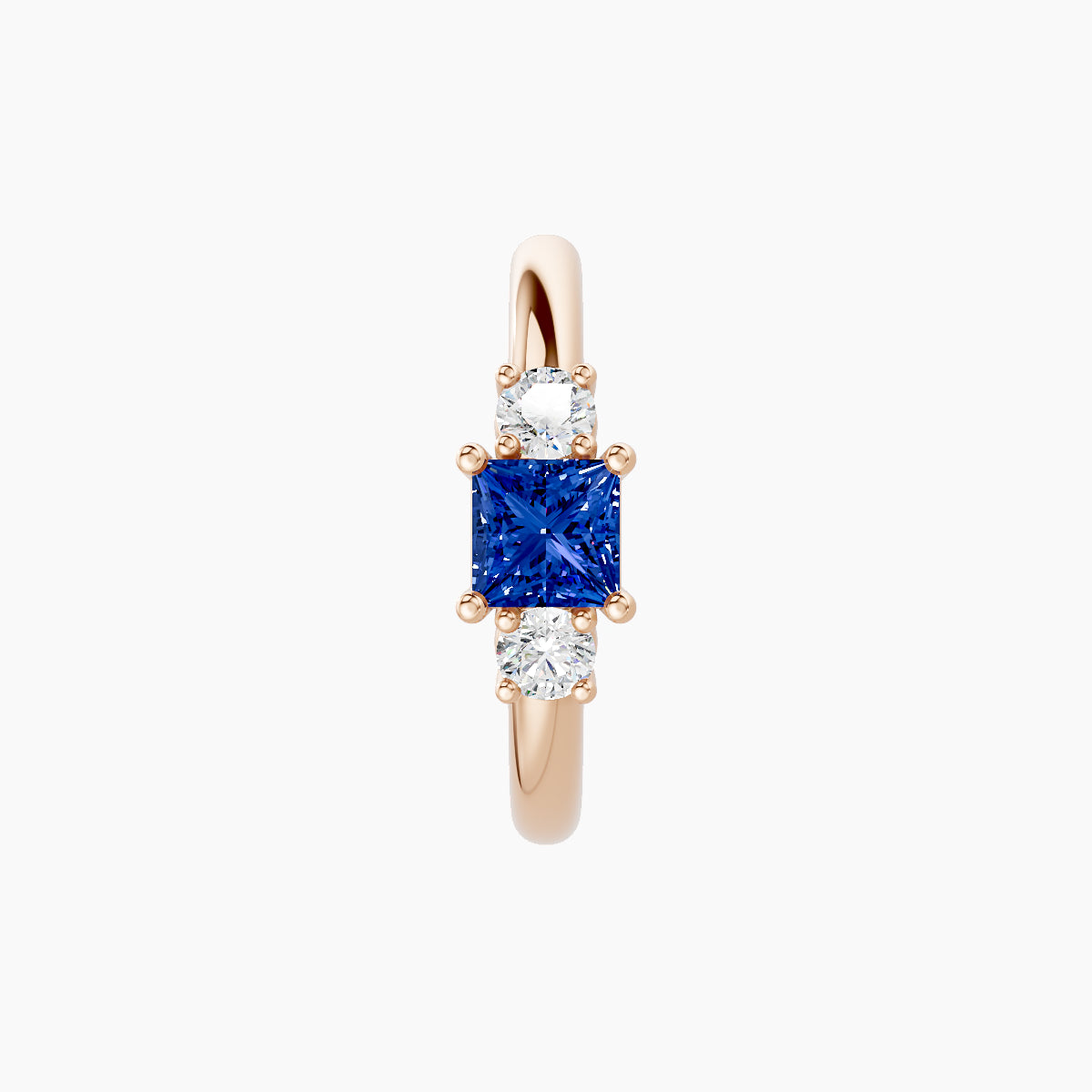 Grace | 18k Rose Gold 9.5 mm Trilogy Princess Sapphire & Diamond Hoop Piercing