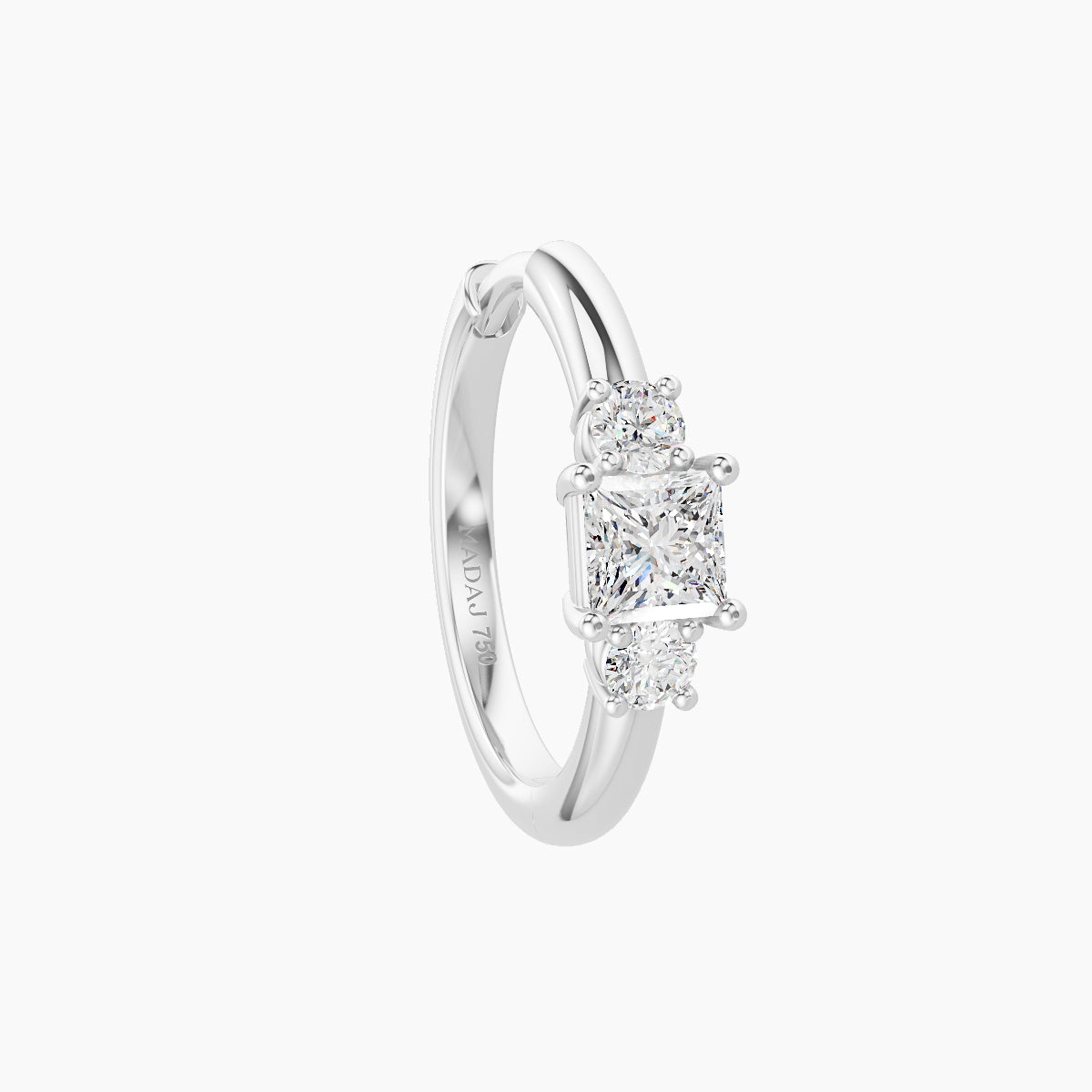 Grace | 18k White Gold 9.5 mm Trilogy Princess Diamond Hoop Piercing