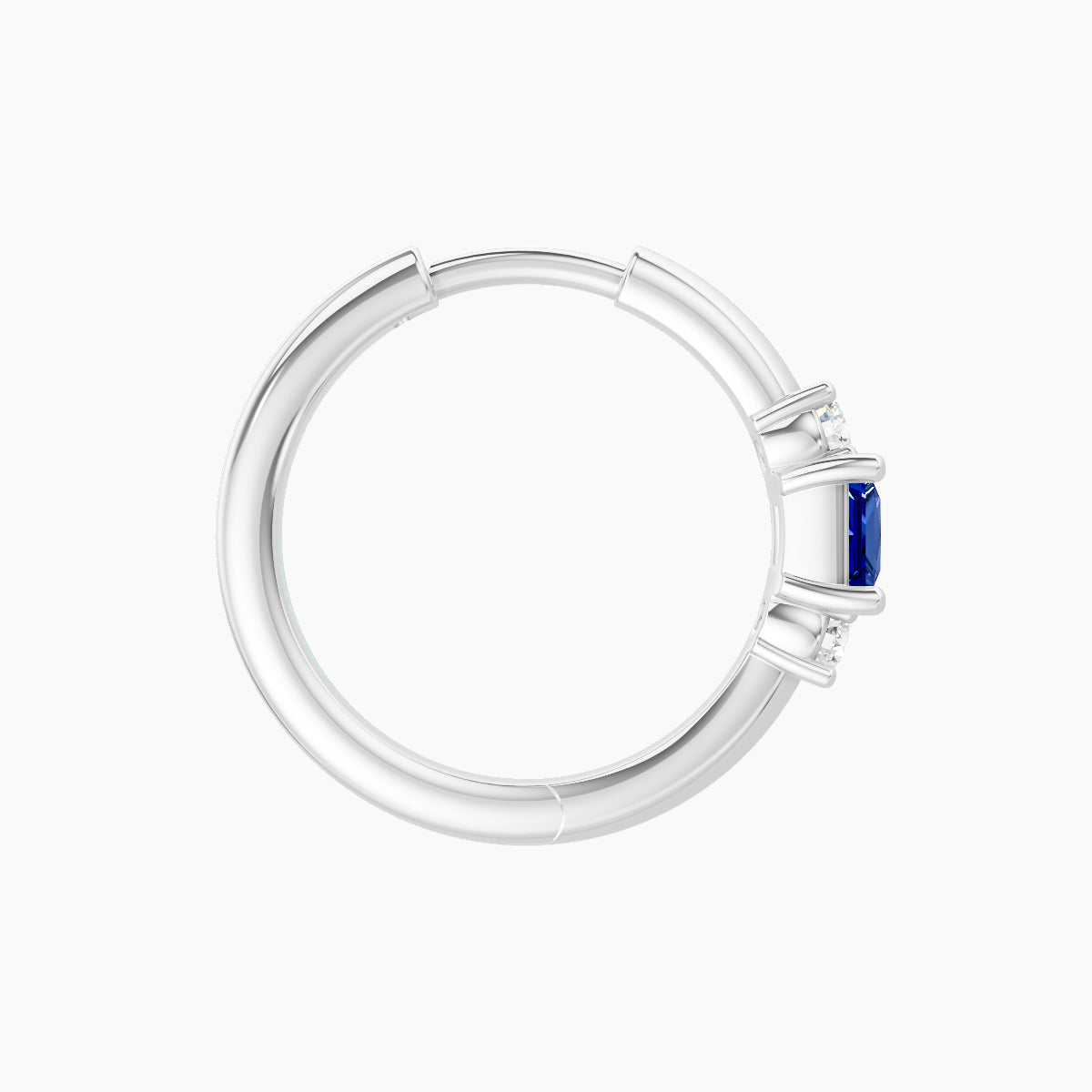 Grace | 18k White Gold 9.5 mm Trilogy Princess Sapphire & Diamond Hoop Piercing