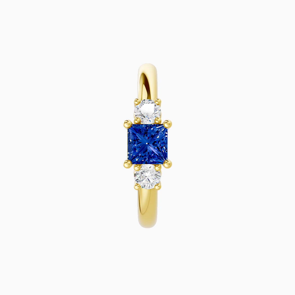 Grace | 18k Yellow Gold 9.5 mm Trilogy Princess Sapphire & Diamond Hoop Piercing