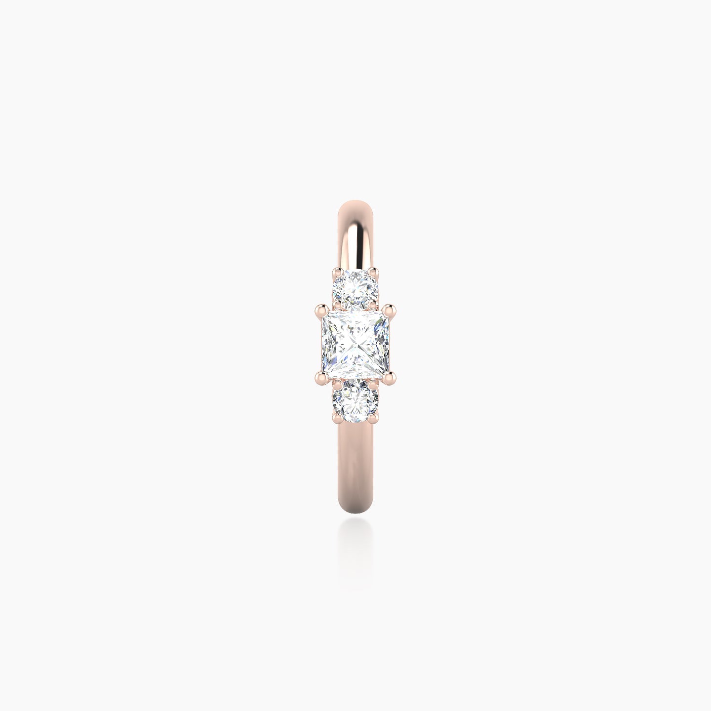 Grace | 18k Rose Gold 9.5 mm Trilogy Princess Diamond Hoop Piercing