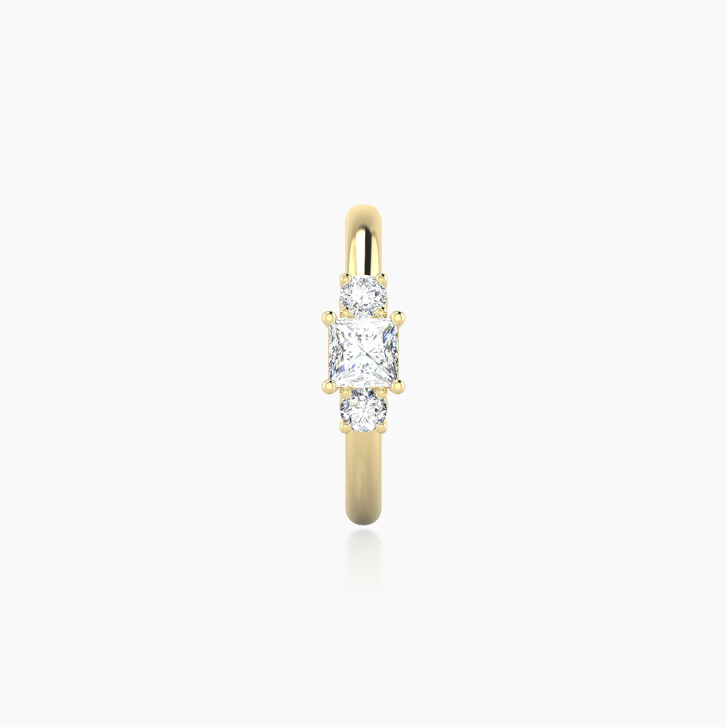 Grace | 18k Yellow Gold 9.5 mm Trilogy Princess Diamond Hoop Piercing