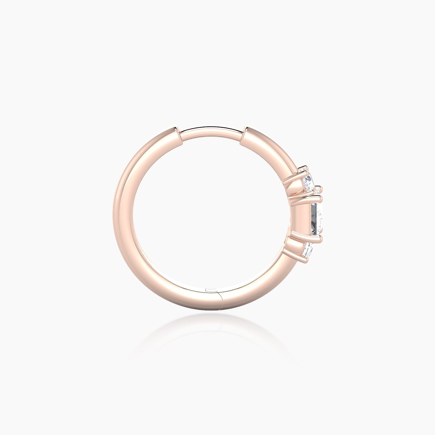 Grace | 18k Rose Gold 9.5 mm Trilogy Princess Diamond Hoop Piercing