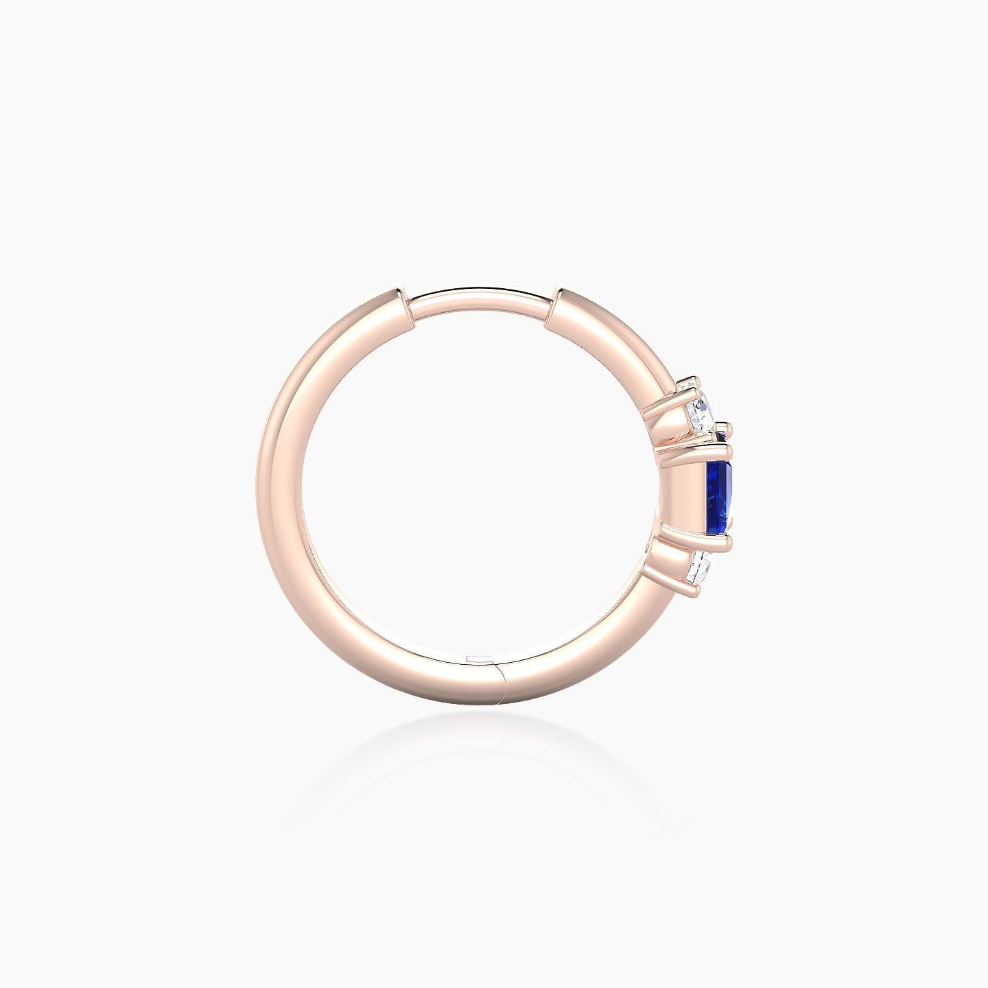 Grace | 18k Rose Gold 9.5 mm Trilogy Princess Sapphire & Diamond Hoop Piercing