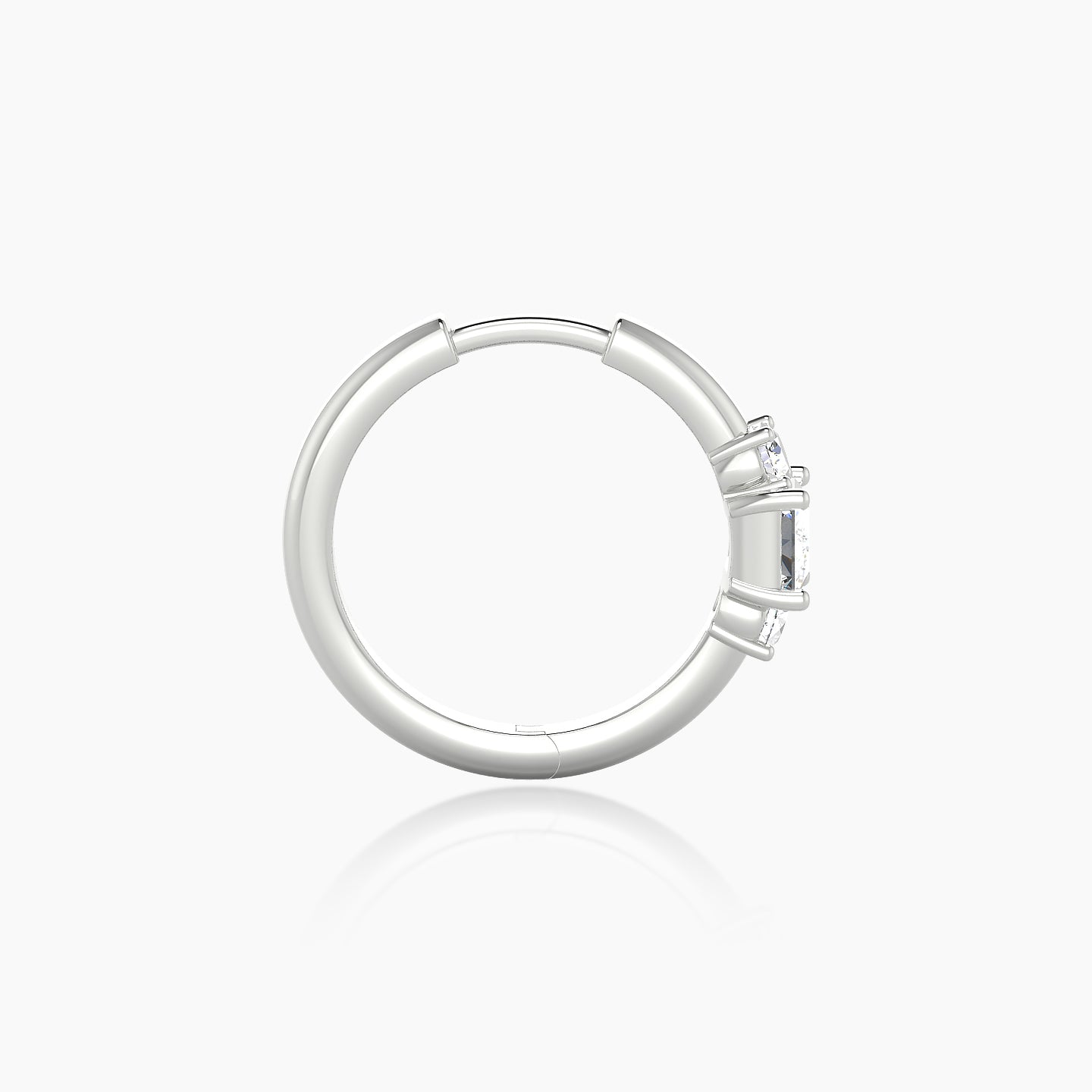 Grace | 18k White Gold 9.5 mm Trilogy Princess Diamond Hoop Piercing