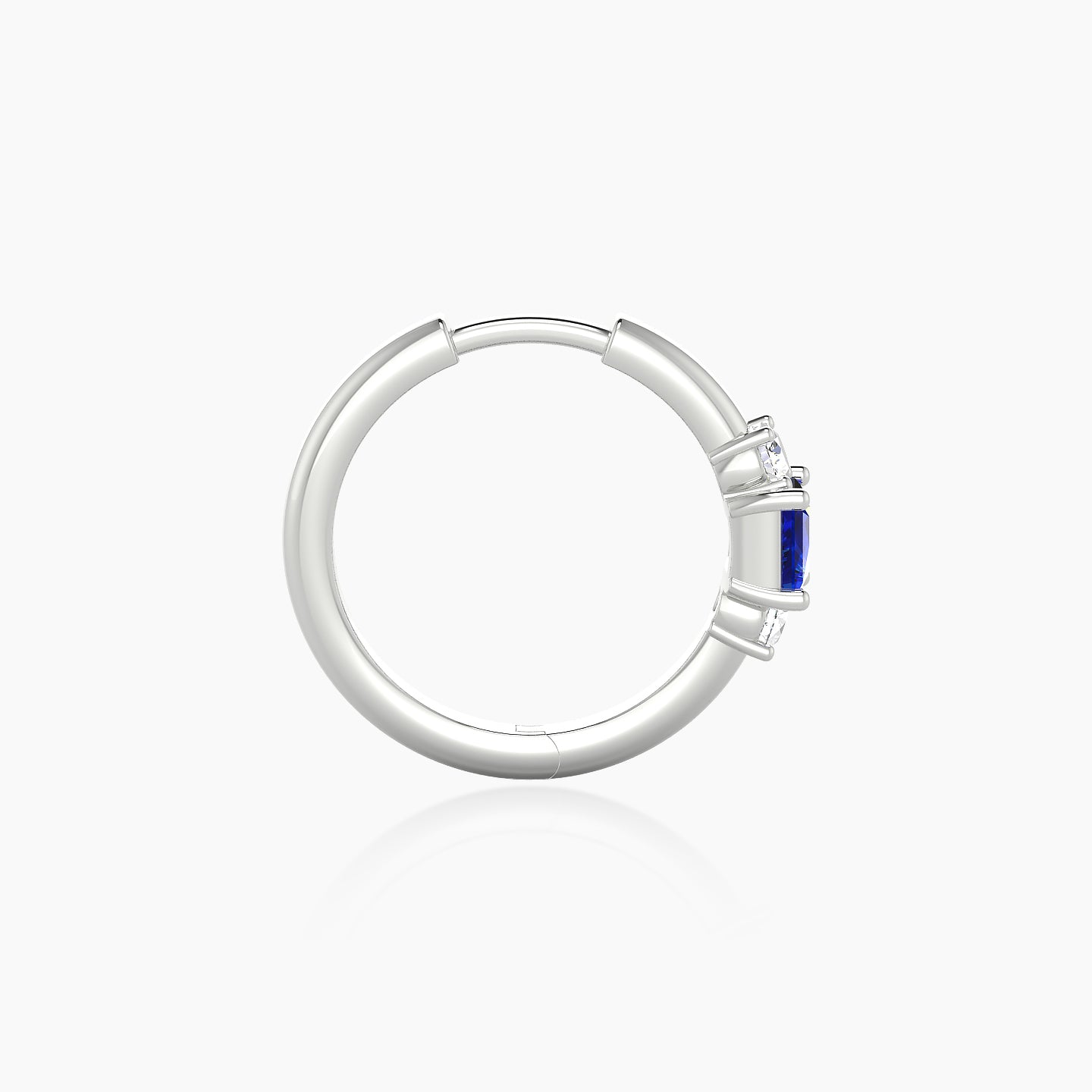 Grace | 18k White Gold 9.5 mm Trilogy Princess Sapphire & Diamond Hoop Piercing