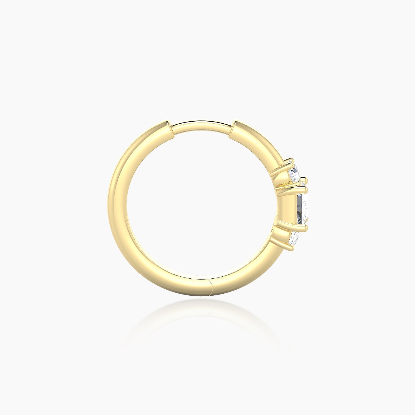 Grace | 18k Yellow Gold 9.5 mm Trilogy Princess Diamond Hoop Piercing