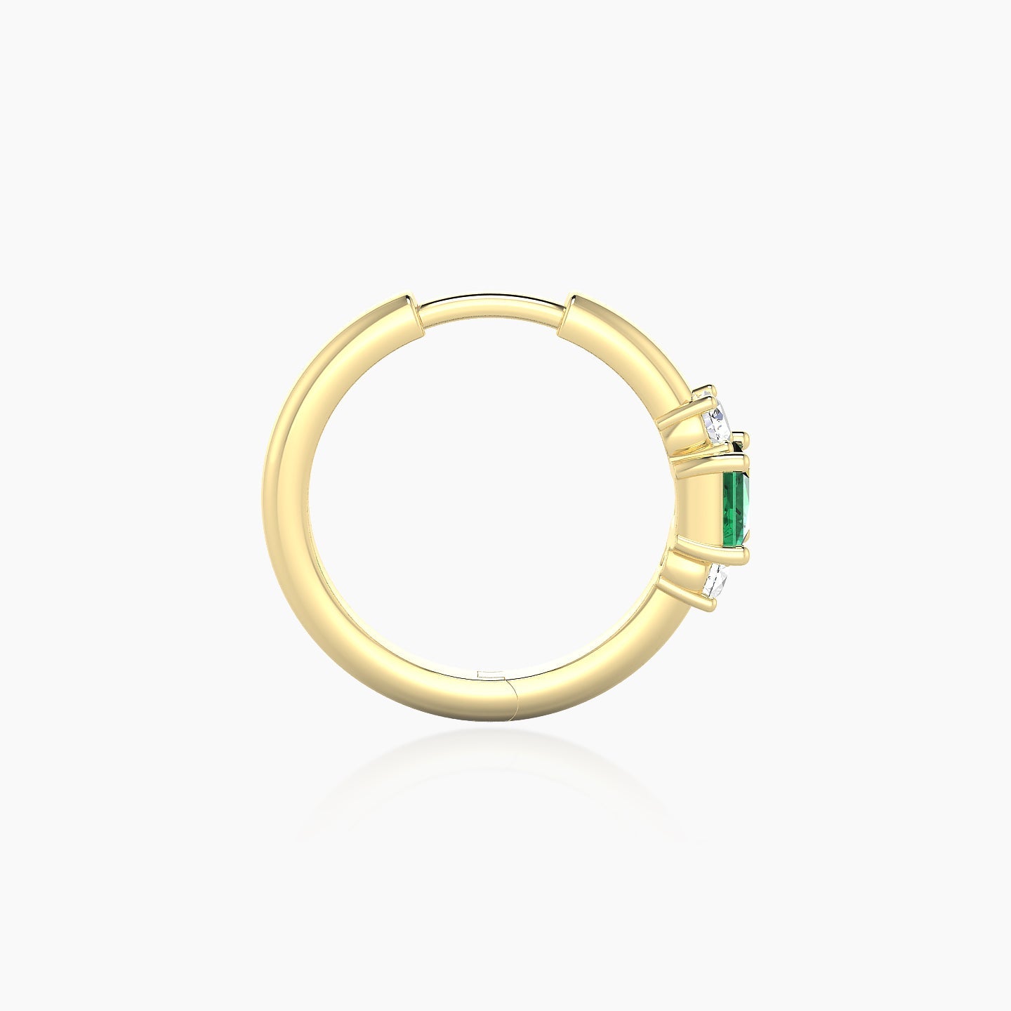 Grace | 18k Yellow Gold 9.5 mm Trilogy Princess Emerald & Diamond Hoop Piercing