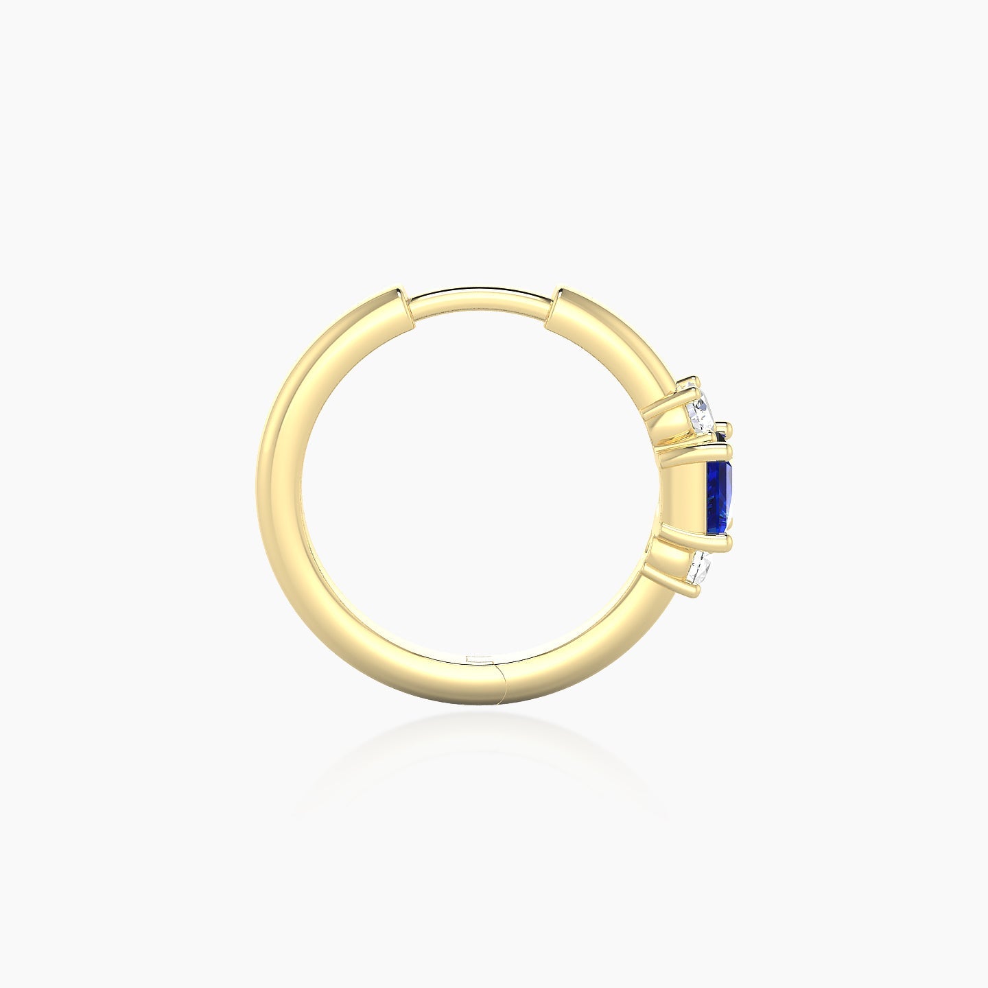 Grace | 18k Yellow Gold 9.5 mm Trilogy Princess Sapphire & Diamond Hoop Piercing