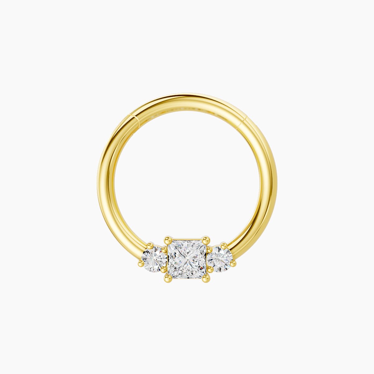 Grace | 18k Yellow Gold 9.5 mm Trilogy Princess Diamond Septum Piercing