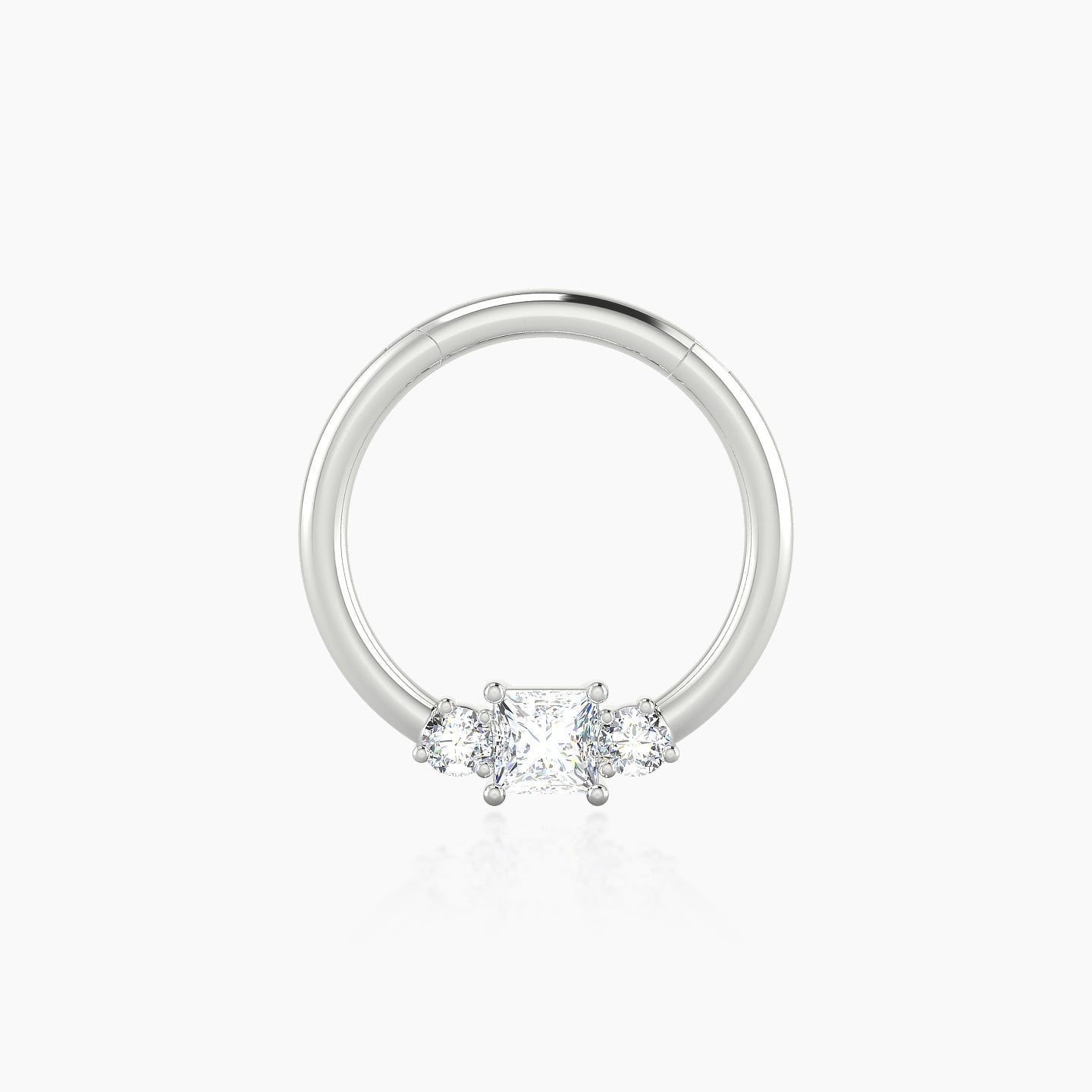 Grace | 18k White Gold 9.5 mm Trilogy Princess Diamond Septum Piercing