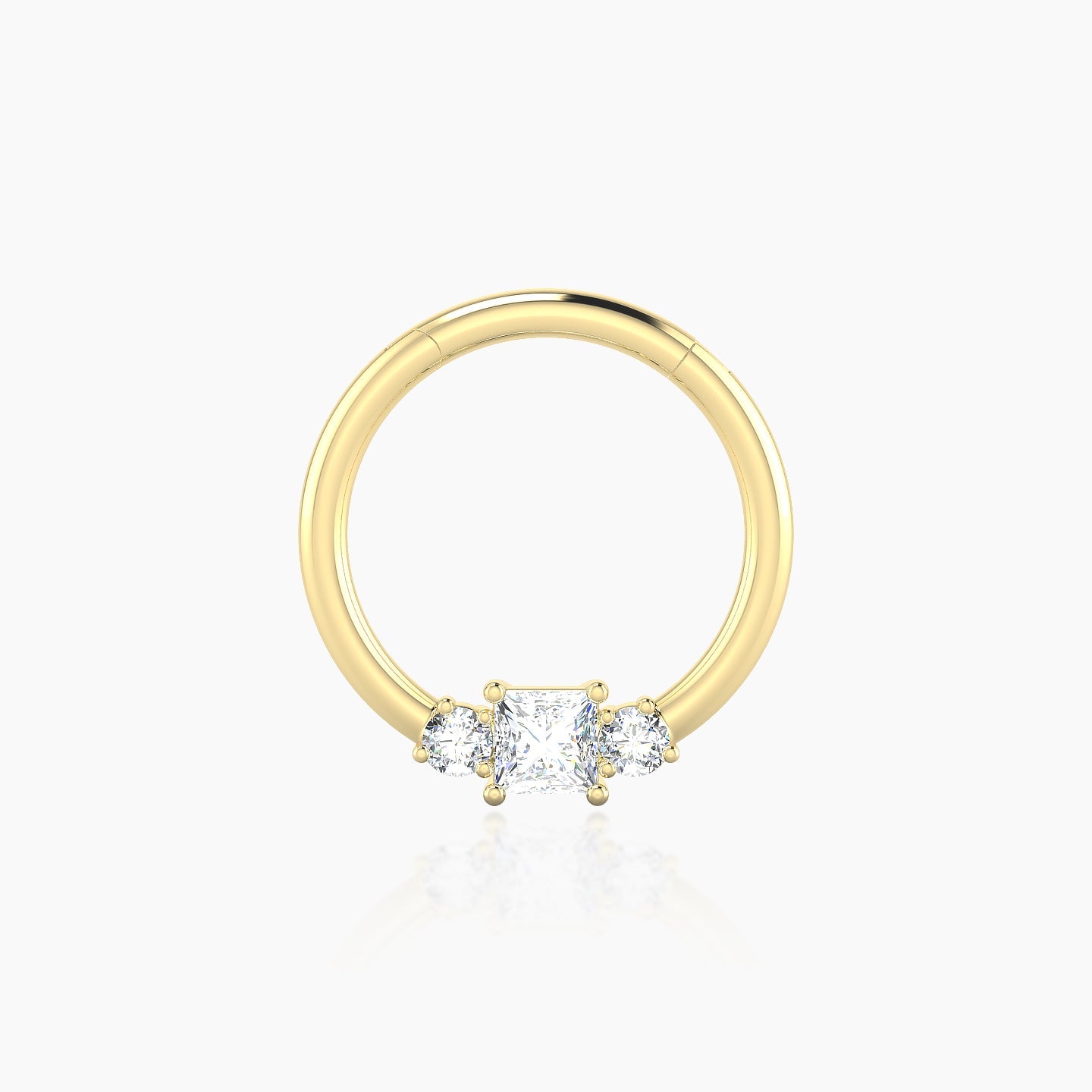 Grace | 18k Yellow Gold 9.5 mm Trilogy Princess Diamond Septum Piercing