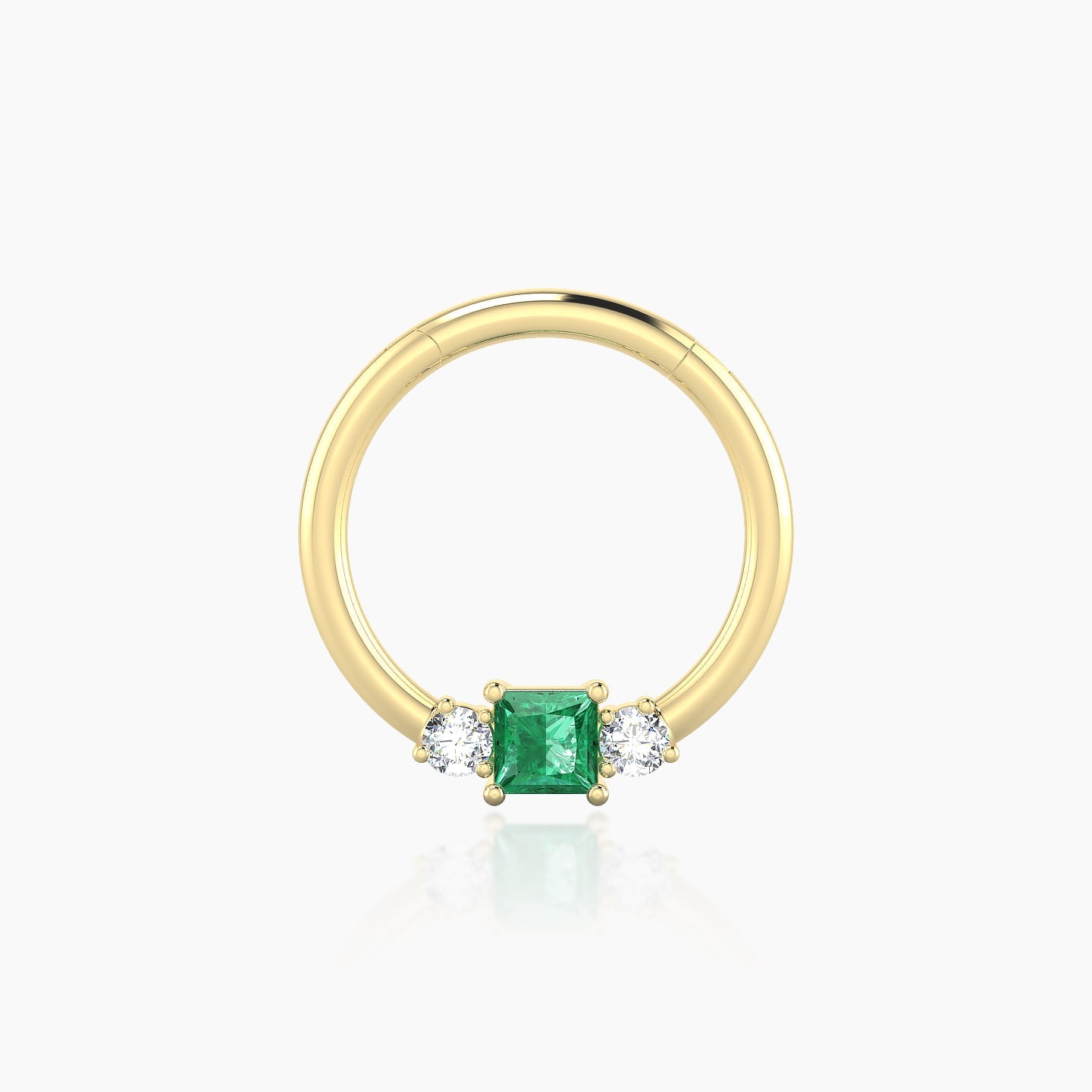 Grace | 18k Yellow Gold 9.5 mm Trilogy Princess Emerald & Diamond Septum Piercing