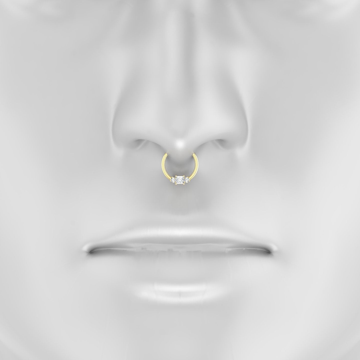 Grace | 18k Yellow Gold 9.5 mm Trilogy Princess Diamond Septum Piercing