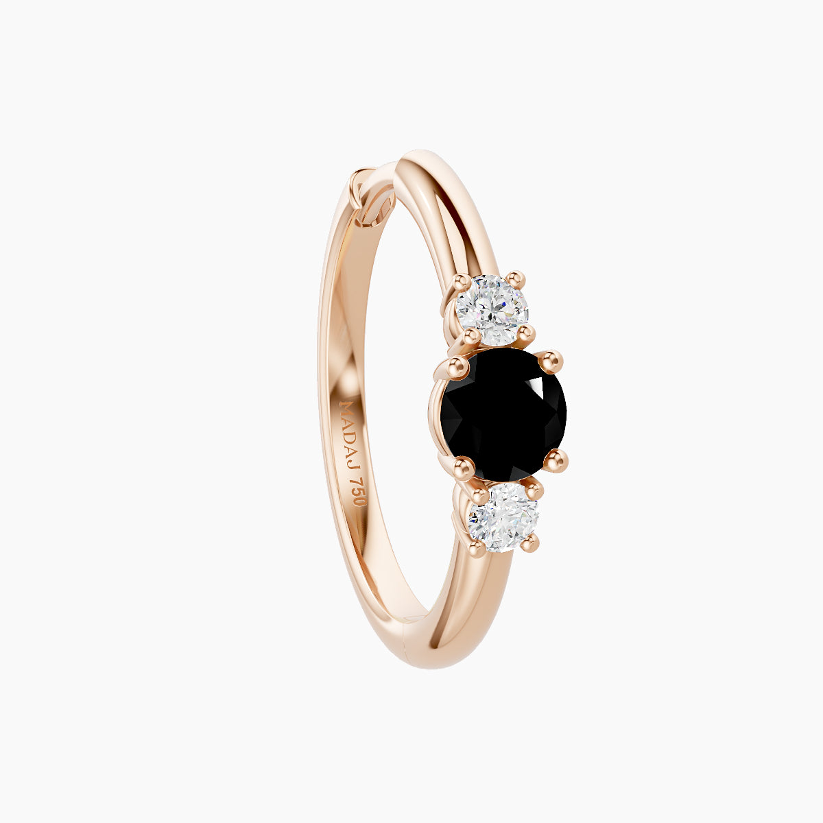 Grace | 18k Rose Gold 11 mm Trilogy Round Black Diamond & Diamond Hoop Piercing