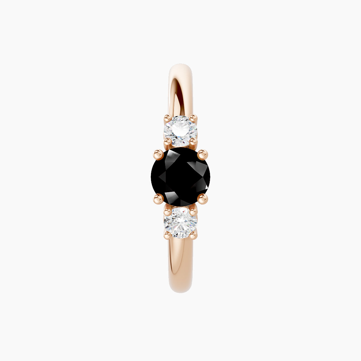Grace | 18k Rose Gold 11 mm Trilogy Round Black Diamond & Diamond Hoop Piercing