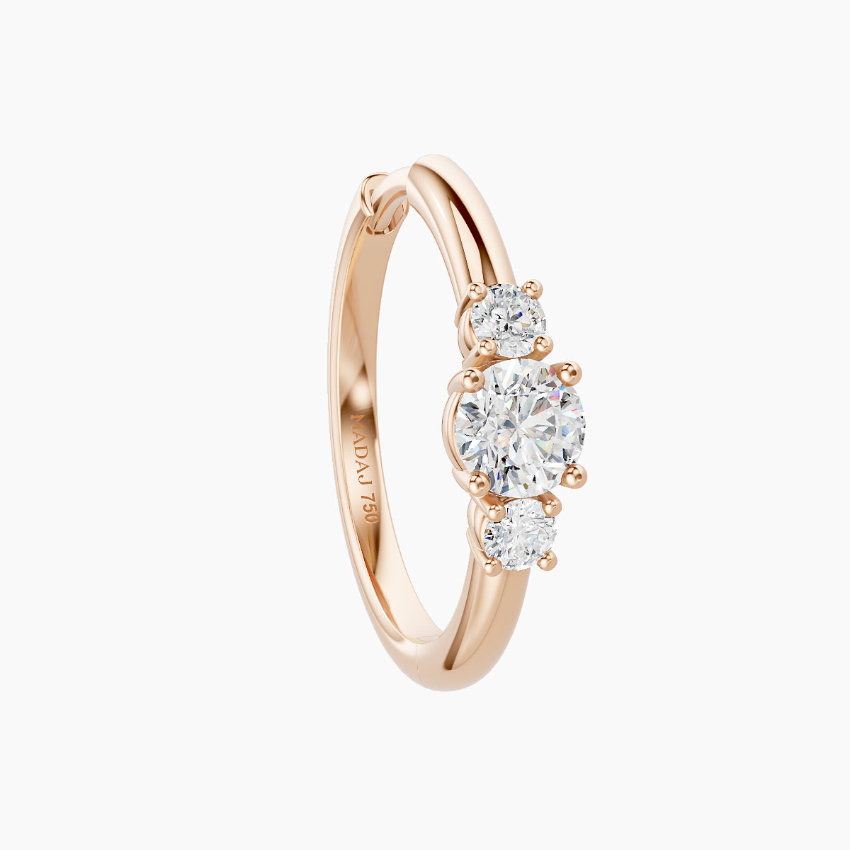 Grace | 18k Rose Gold 11 mm Trilogy Round Diamond Hoop Piercing