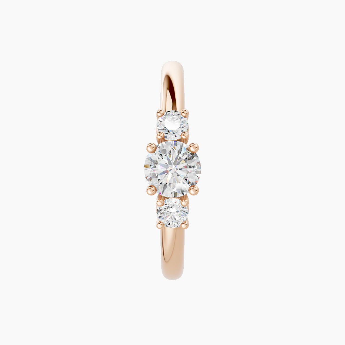 Grace | 18k Rose Gold 11 mm Trilogy Round Diamond Hoop Piercing